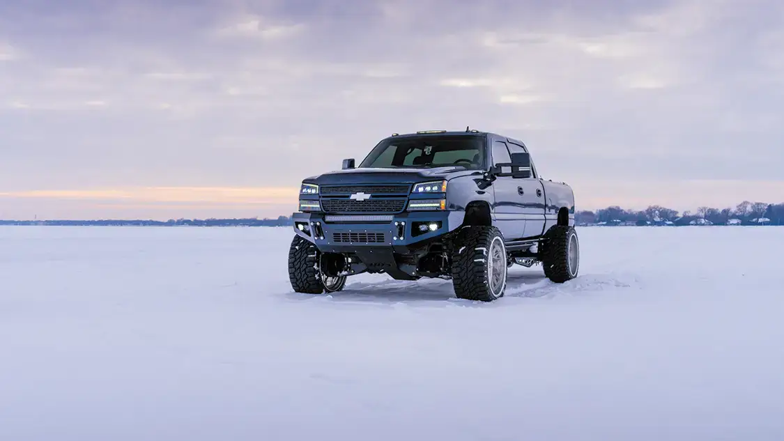 Diesel truck in winter